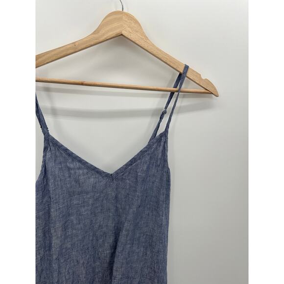 Artisan NY Blue Linen Sleeveless Maxi Dress Lagenlook V-Neck StrapWomen Size 6 - Picture 5 of 9